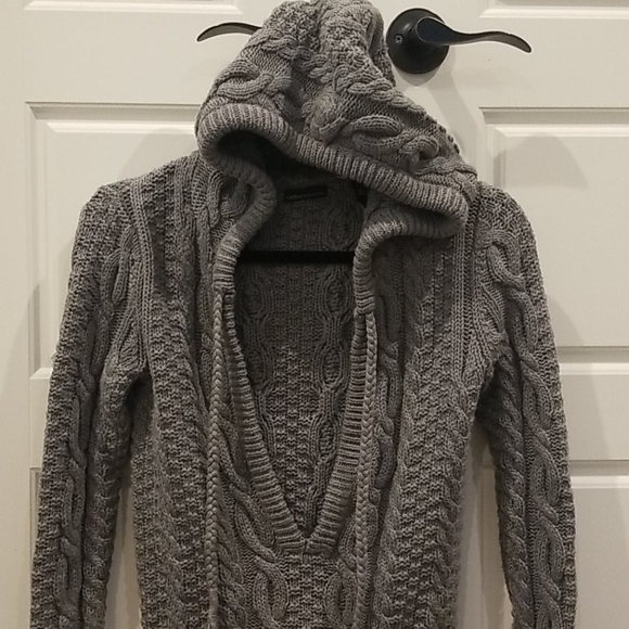 Moda International Sweaters - Cableknit tunic with hood Moda International Sweaters - Cableknit tunic with hood